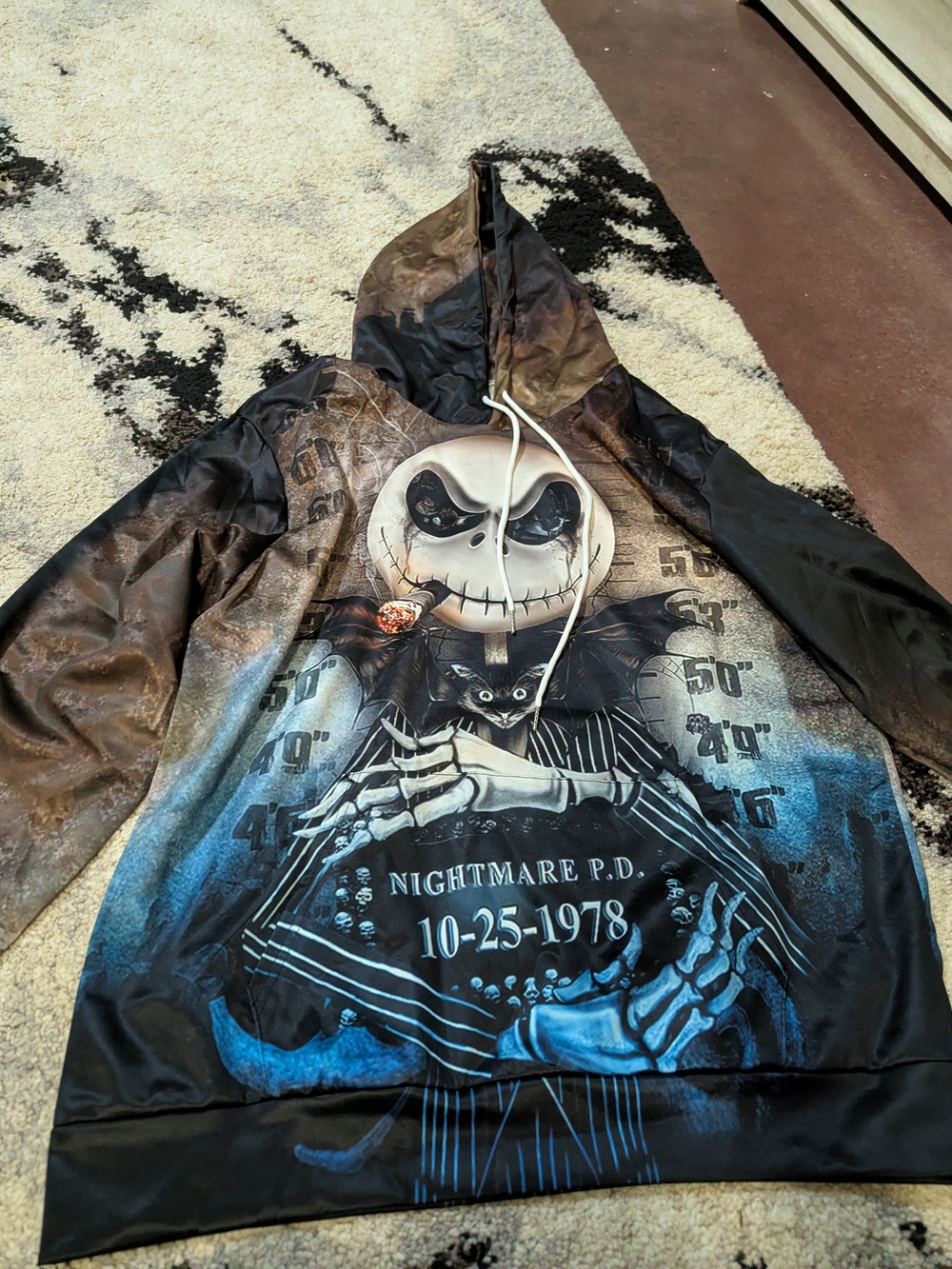 Nightmare P.D. Graphic Hoodie Jacket - Black & Brown with Blue Accent
